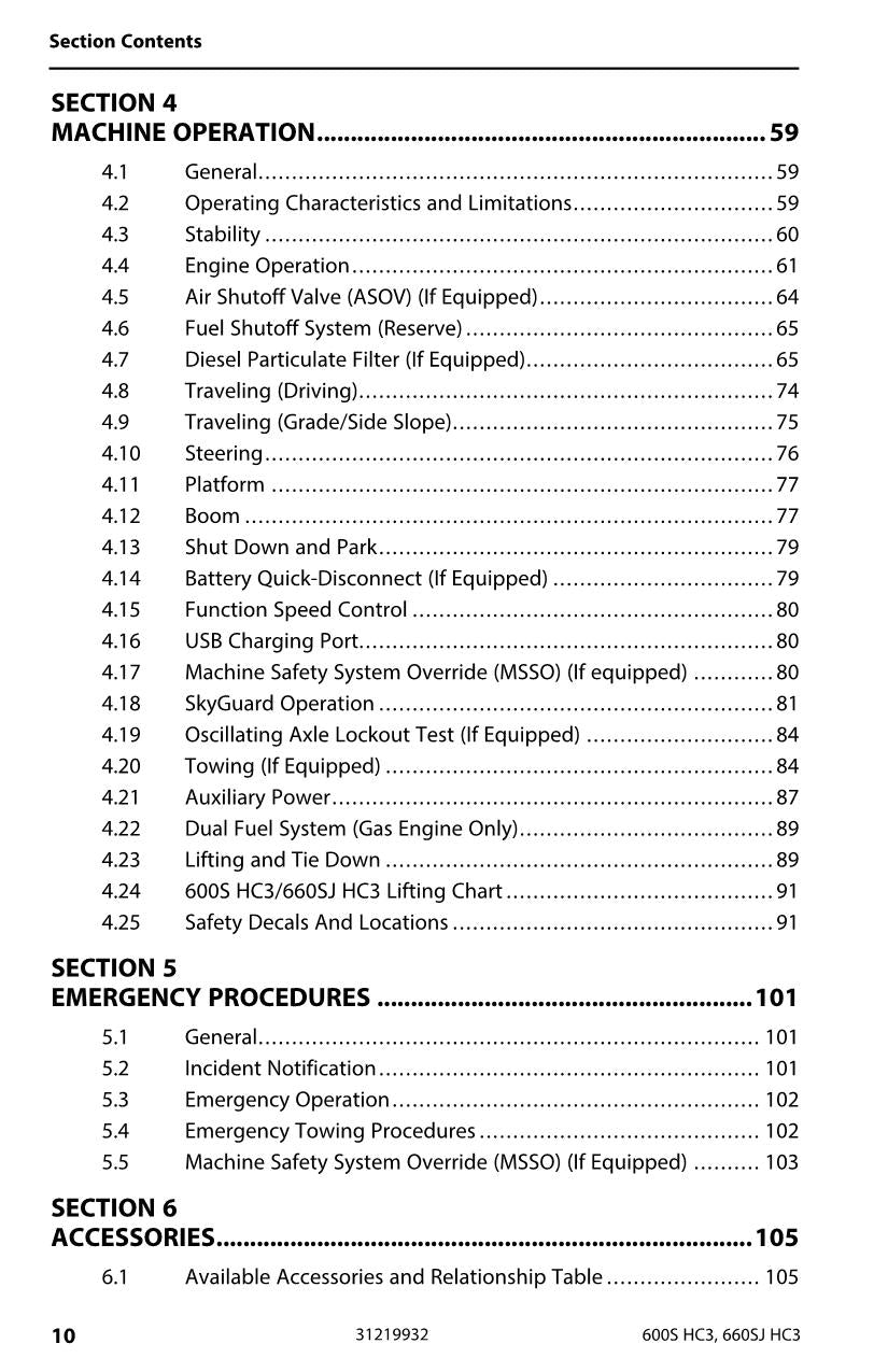 JLG 600S HC3 660SJ HC3 Boom Lift Maintenance Operation Operators Manual 31219932