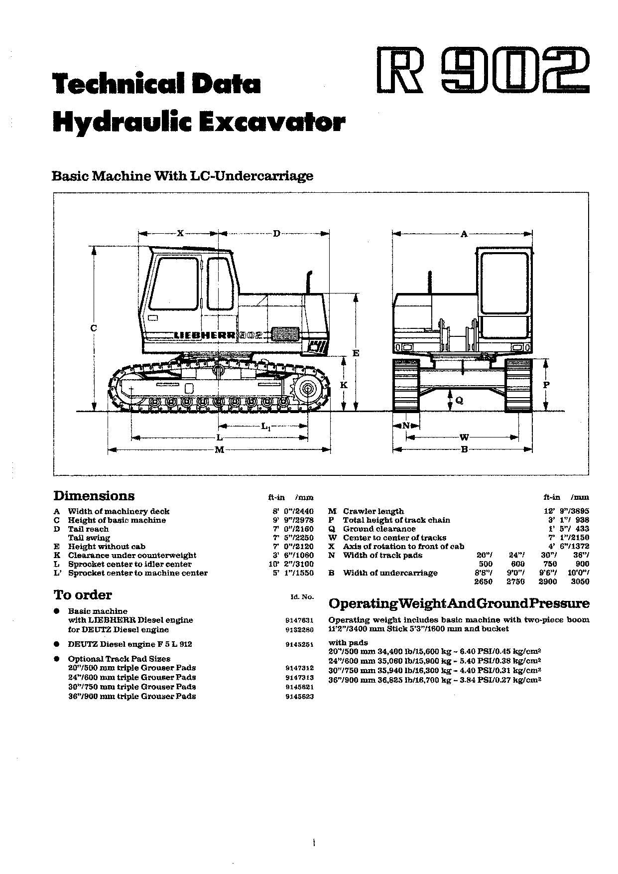 Liebherr R902 Excavator Operators manual serial 2600