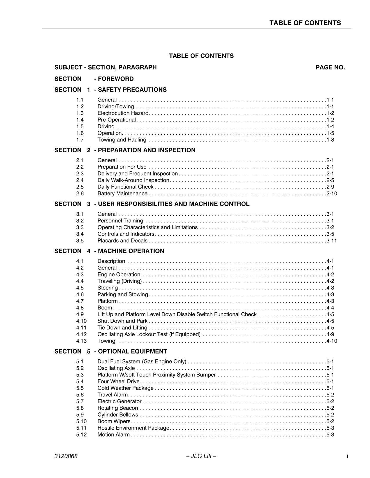 JLG 450A 450AJ Boom Lift Maintenance Operation Operators Manual 3120868