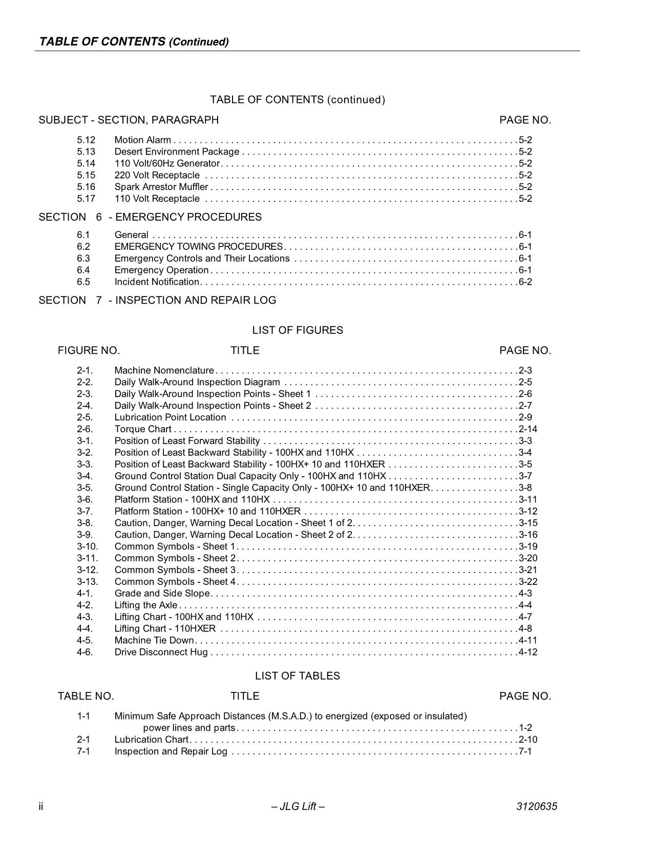 JLG 100HX 100HX+10 110HX Boom Lift Maintenance Operators Manual 3120635