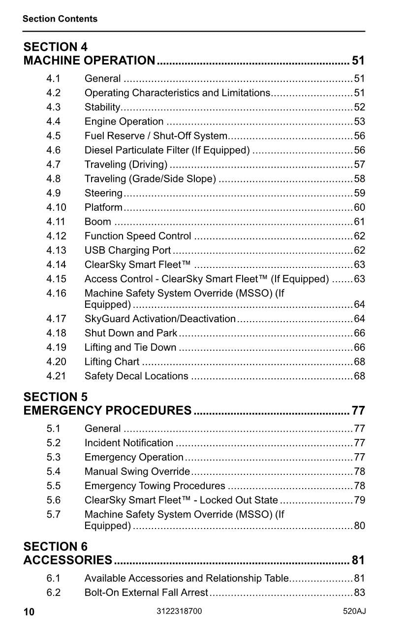 JLG 520AJ Boom Lift Maintenance Operation Operators Manual 3122318700