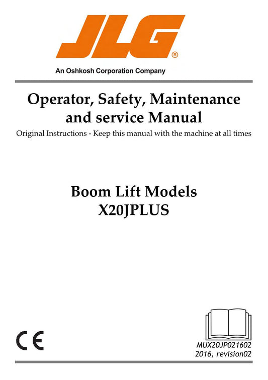 JLG X20JP Compact Crawler Boom Maintenance Operation Operators Manual