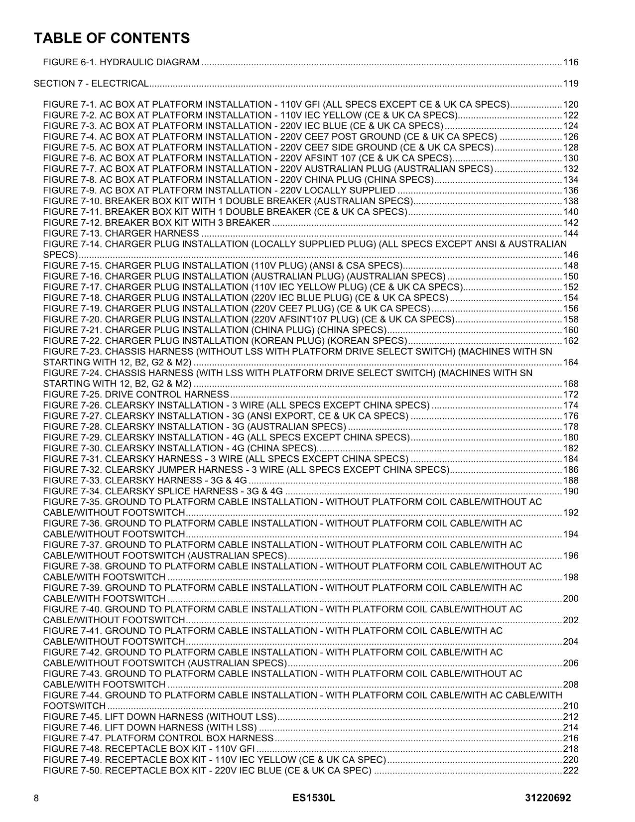 JLG ES1530L  Vertical Mast Parts Catalog Manual