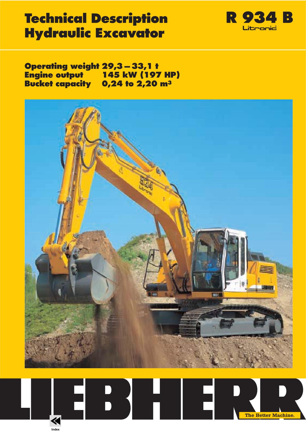 Liebherr R934 B Litronic Excavator Operators manual serial 9995