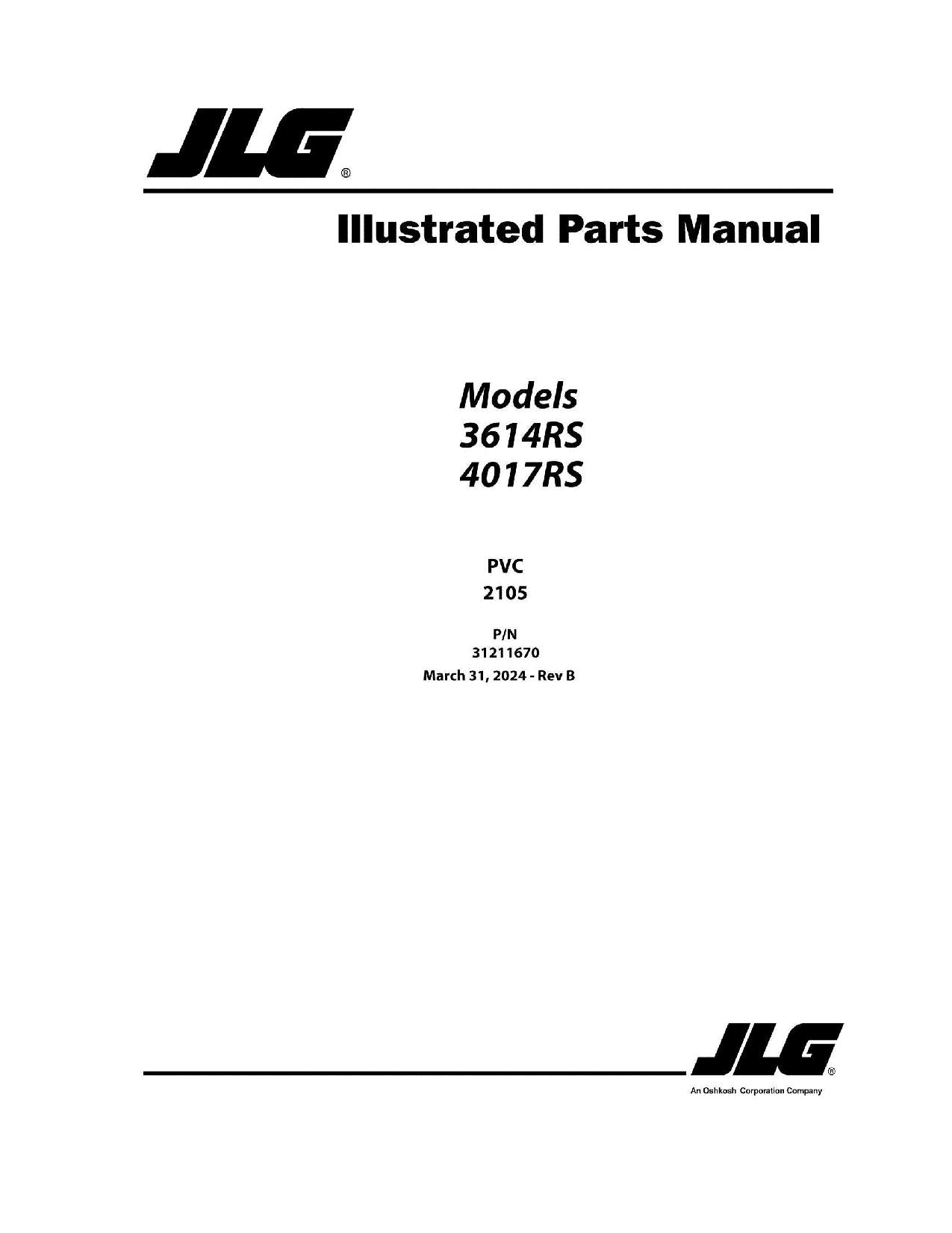 JLG 3614RS 4017RS Telehandler Parts Catalog Manual