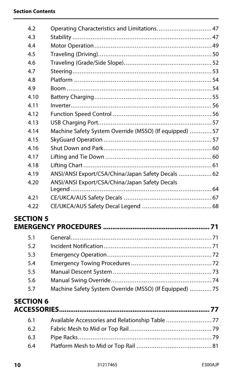 JLG E300AJ E300AJP Boom Lift Maintenance Operation Operators Manual 31217465