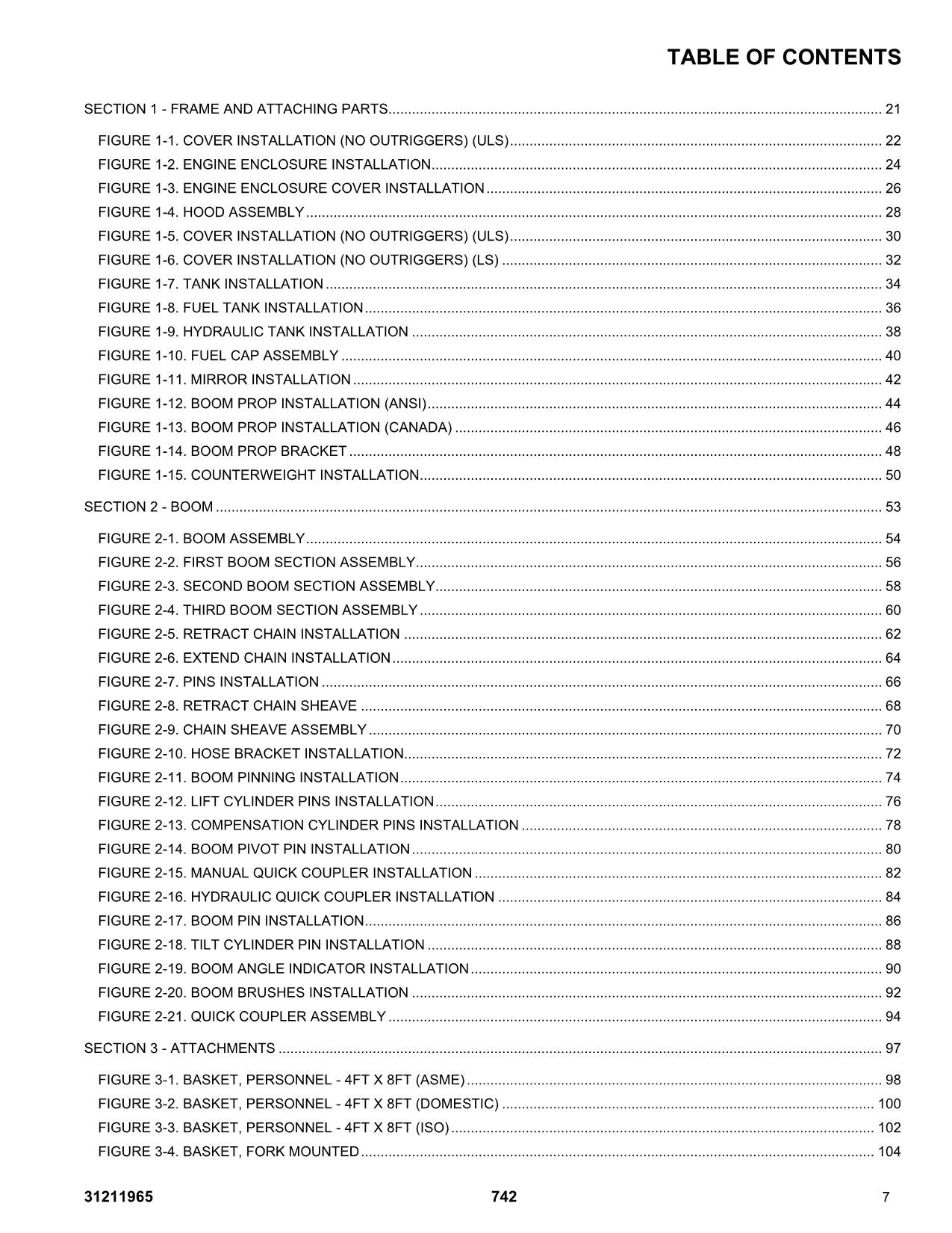 JLG 742 Telehandler  Parts Catalog Manual