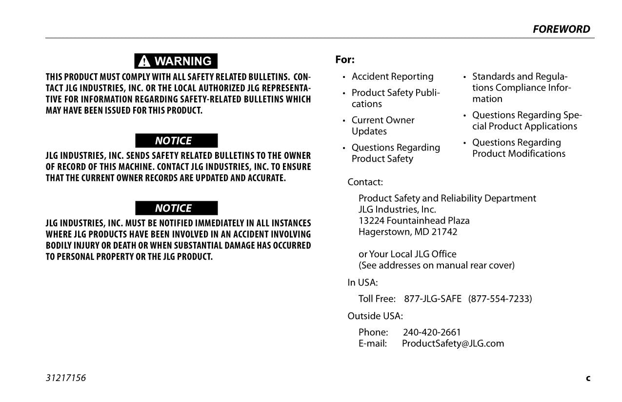 JLG 330LRT 430LRT Boom Lift Maintenance Operation Operators Manual