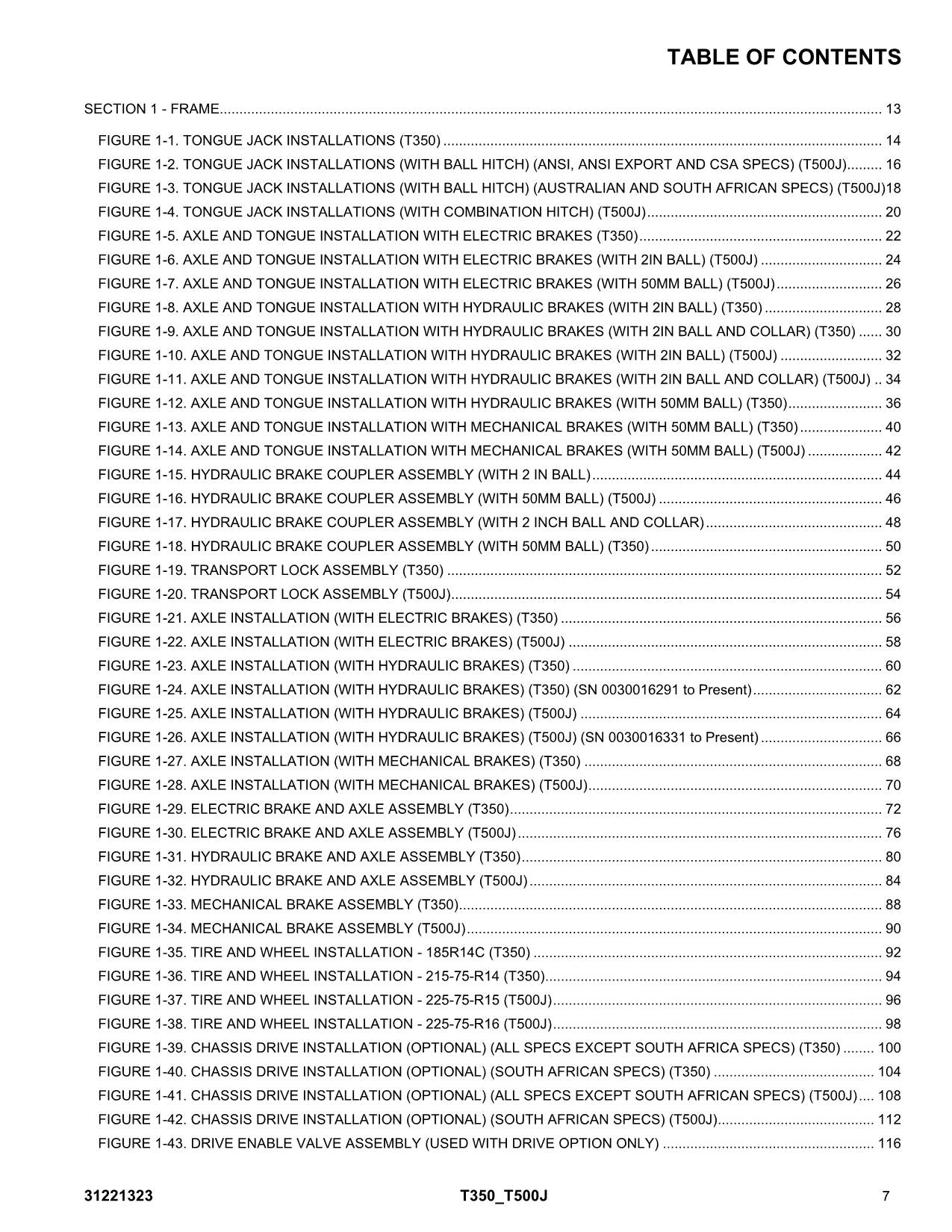 JLG T350 T500J Boom Lift Parts Catalog Manual