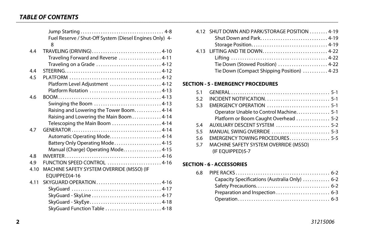 JLG H340AJ Boom Lift Maintenance Operation Operators Manual 31215006