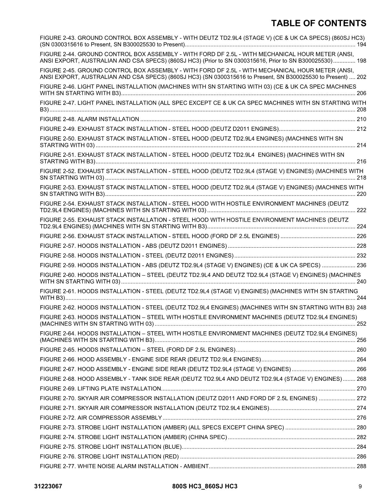 JLG 800S HC3 860SJ HC3 Boom Lift Parts Catalog Manual 31223067