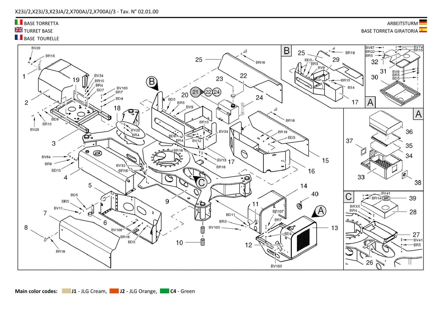 JLG X23J X700AJ Compact Crawler Boom Parts Catalog Manual Multi language