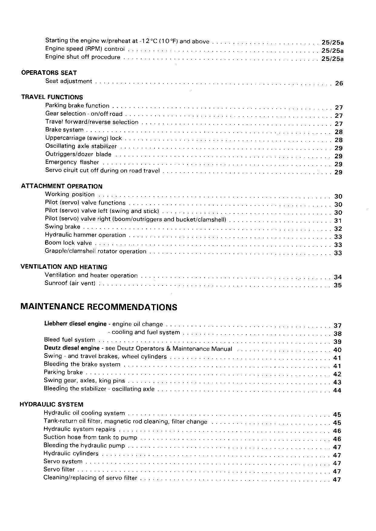 Liebherr A902 Excavator Operators manual serial 275