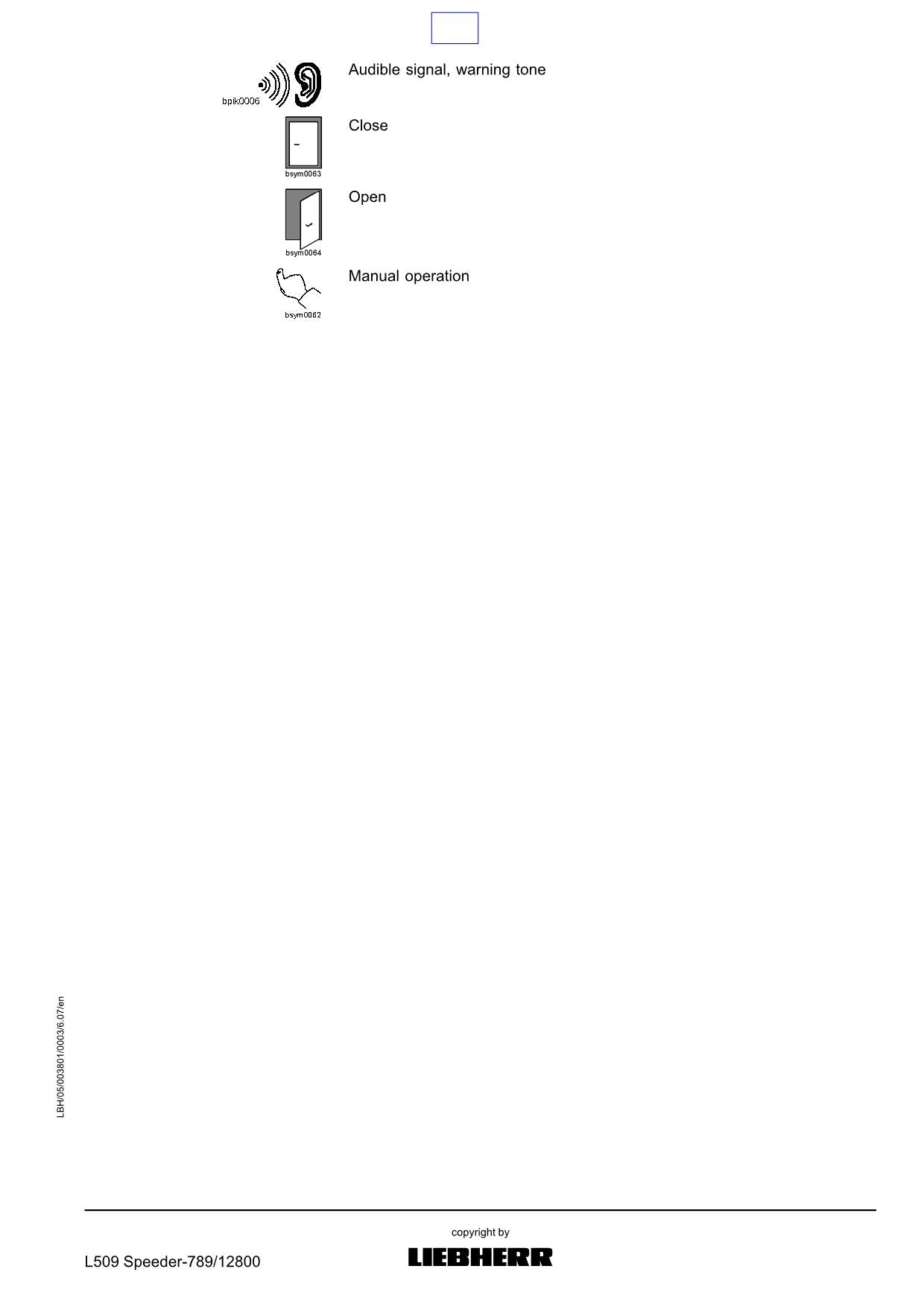 Liebherr L509 Speeder Wheel Loader Operators manual