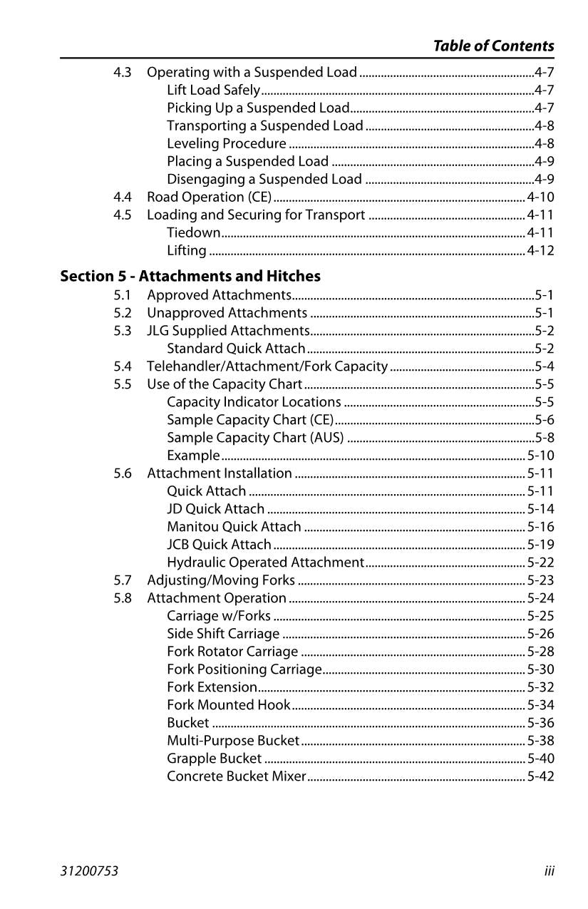 JLG 3706PS 3707PS 4014PS 4017PS Telehandler Operators Manual