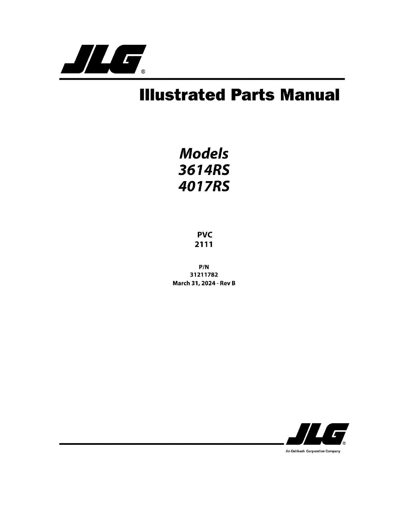 JLG  3614RS 4017RS Telehandler Parts Catalog Manual