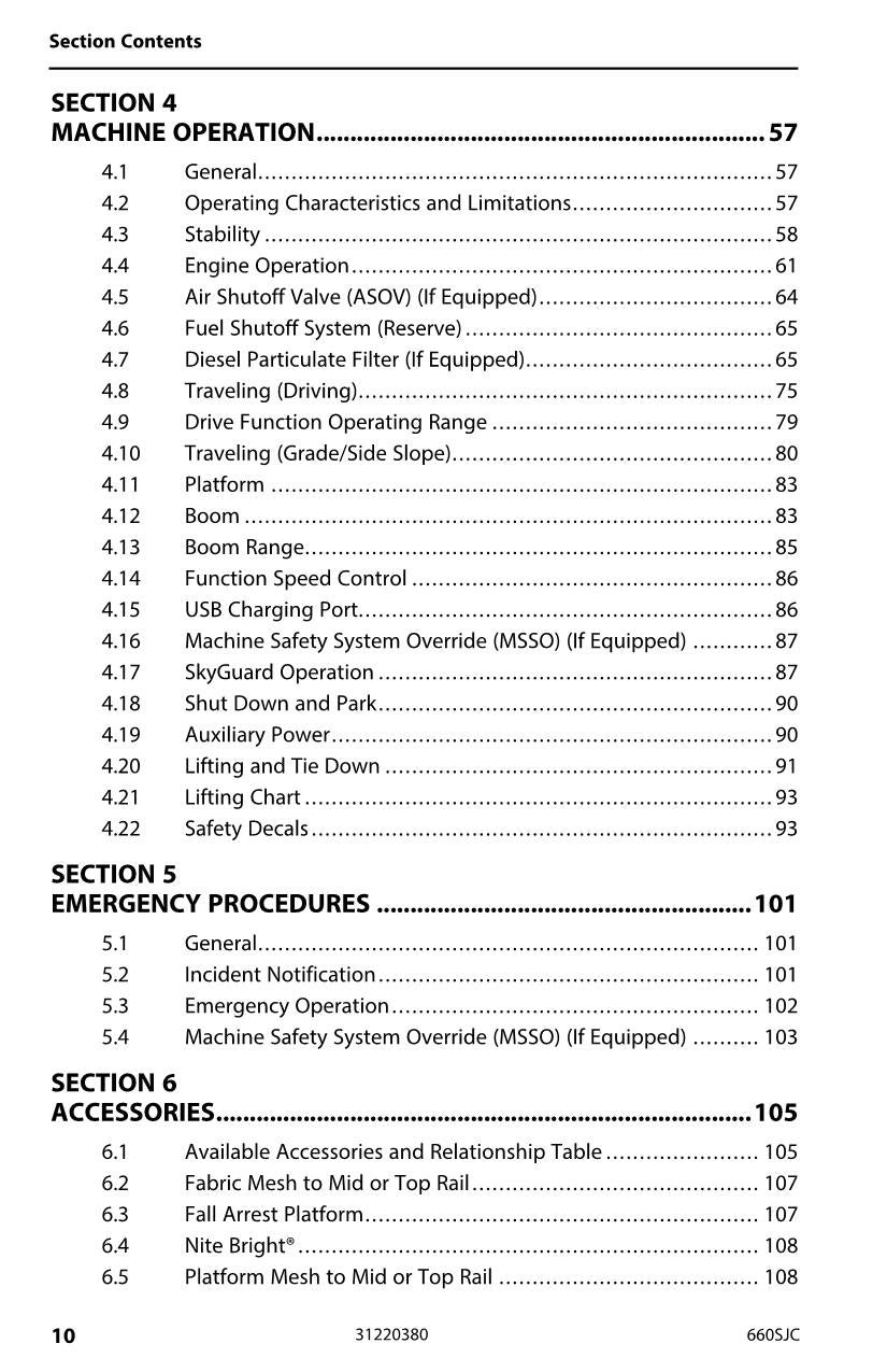 JLG 660SJC Boom Lift Maintenance Operation Operators Manual 31220380