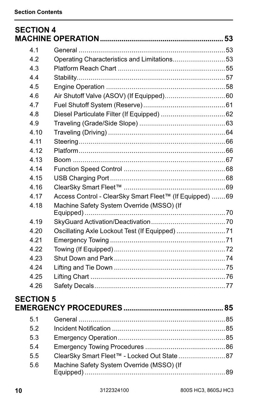 JLG 800S HC3 860SJ HC3 Boom Lift Maintenance Operators Manual 3122324100