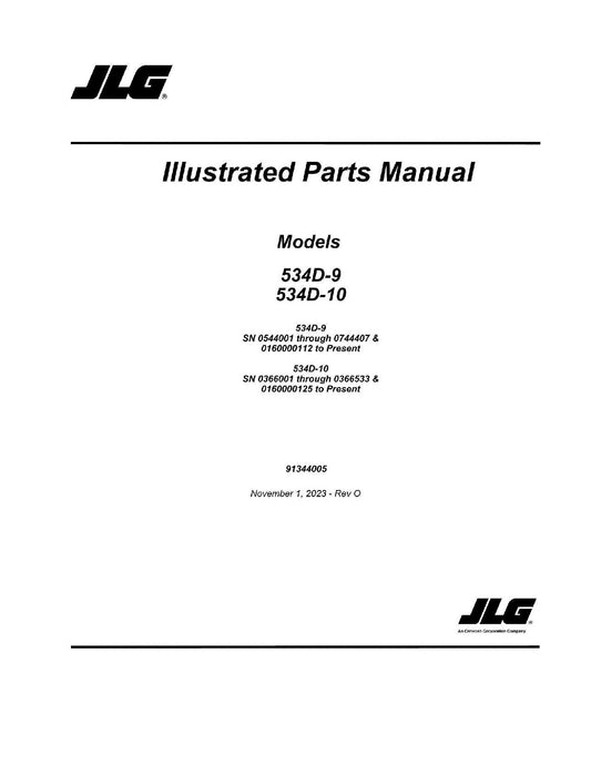 JLG 534D-10 534D-9 Telehandler Parts Catalog Manual