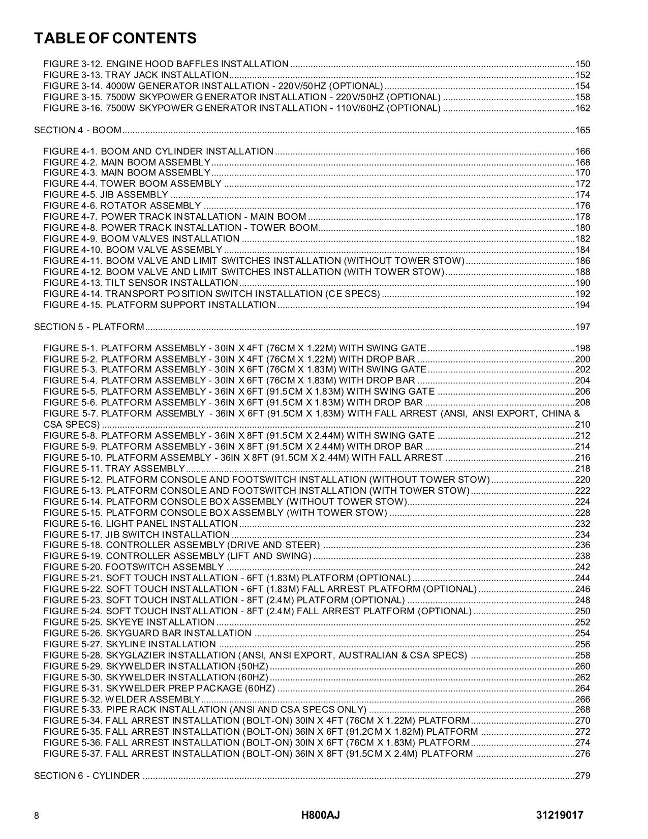 JLG H800AJ Boom Lift Parts Catalog Manual 31219017