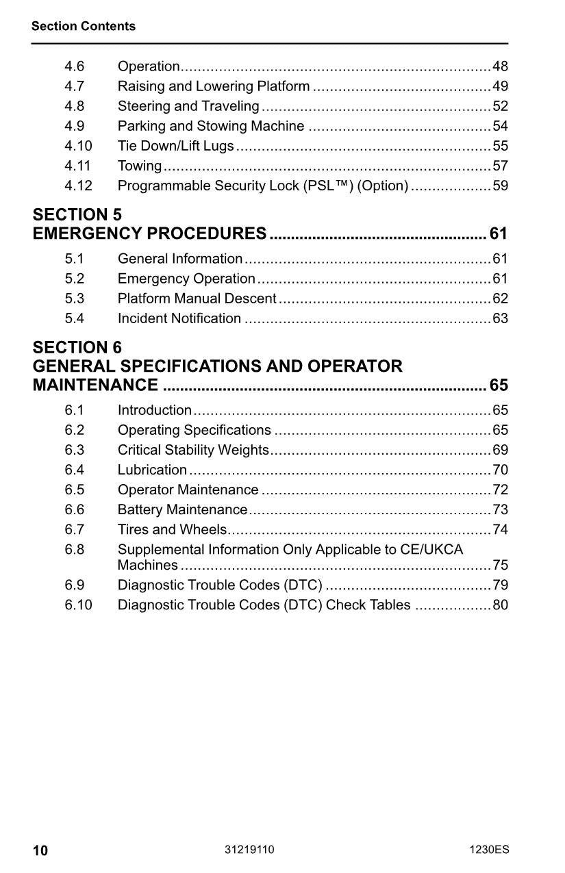 JLG 1230ES Vertical Mast Maintenance Operation Operators Manual 31219110