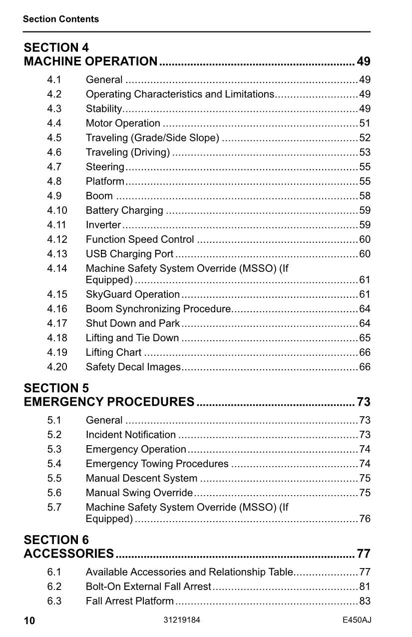 JLG E450AJ Boom Lift Maintenance Operation Operators Manual 31219184