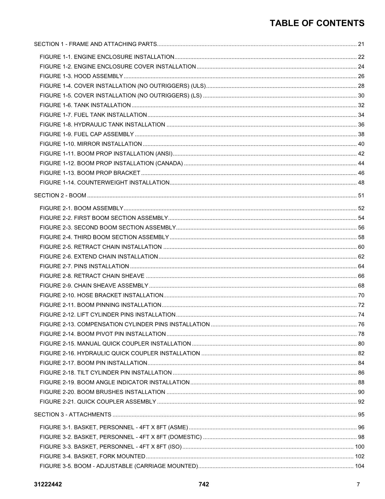 JLG 742 Telehandler Parts Catalog Manual