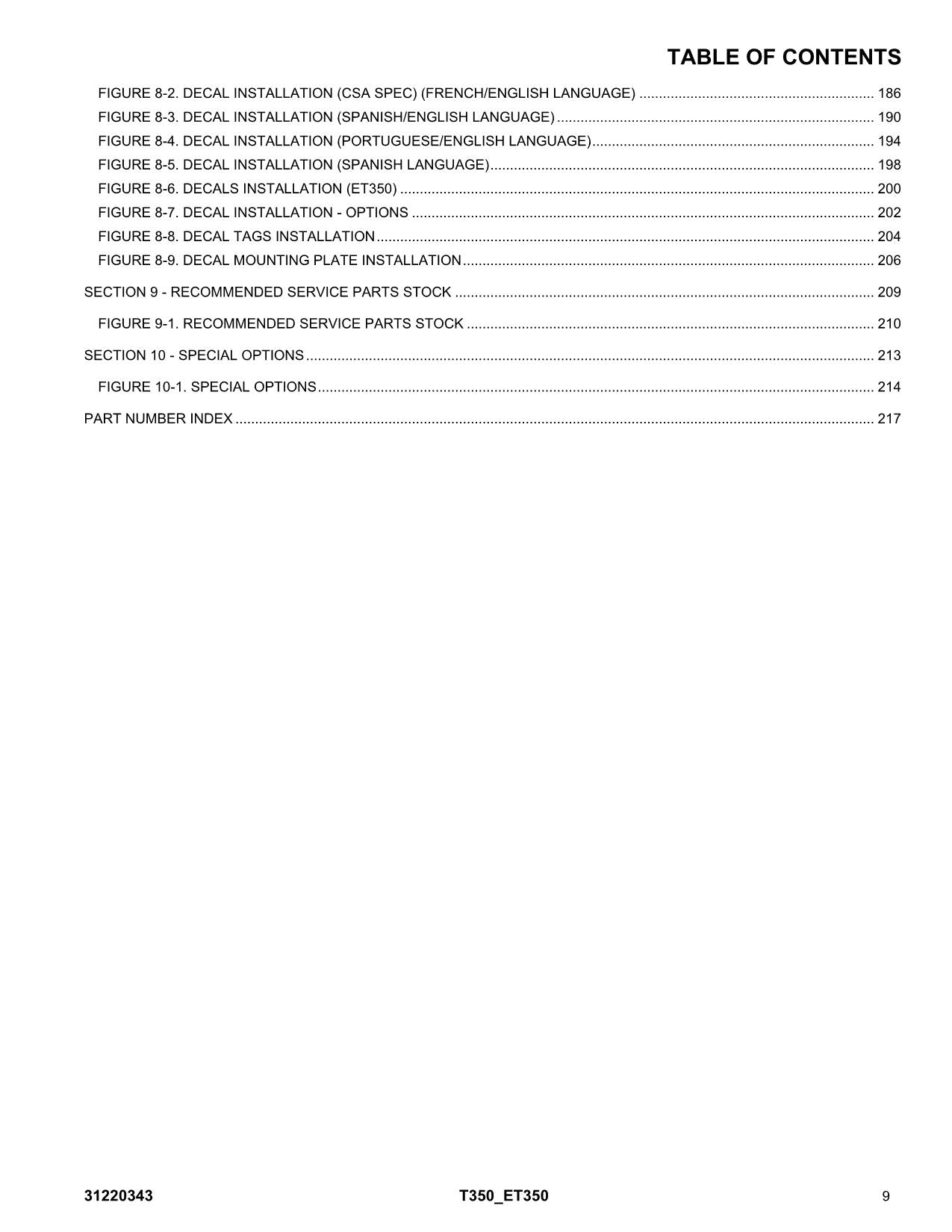 JLG ET350 T350 Boom Lift Parts Catalog Manual