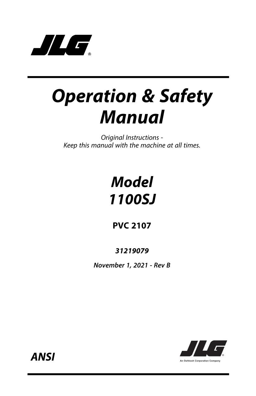 JLG 1100SJ Boom Lift Maintenance Operation Operators Manual 31219079