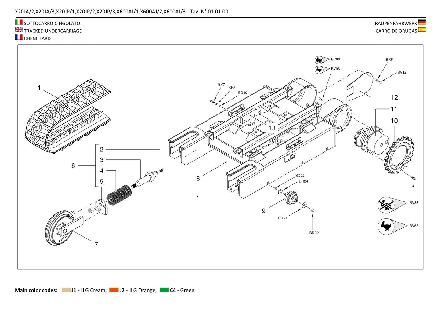 JLG X20JA X20JP X600AJ Compact Crawler Boom Parts Catalog Manual  Multi lang