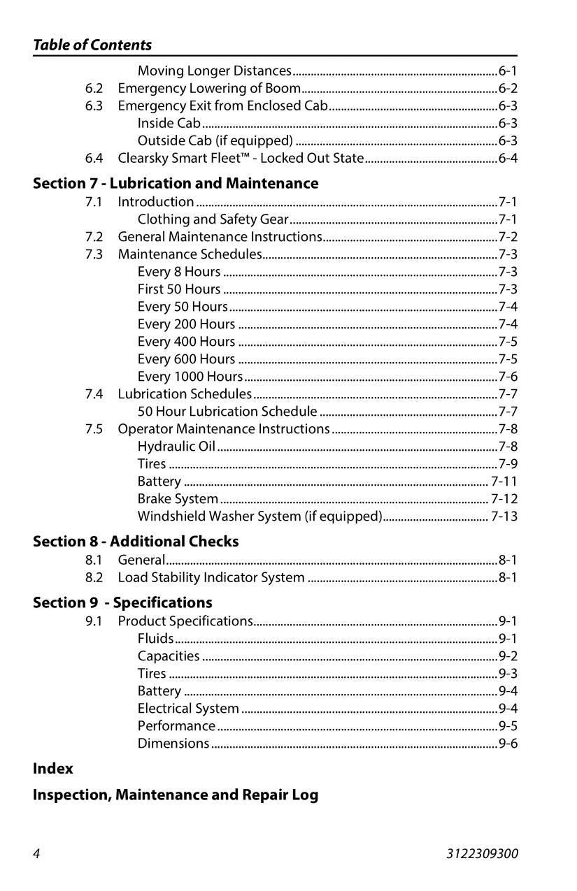 JLG E313 Telehandler Maintenance Operation Operators Manual