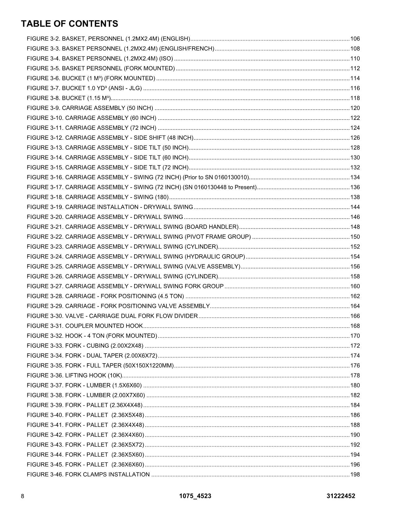 JLG 1075 4523 Telehandler Parts Catalog Manual 31222452