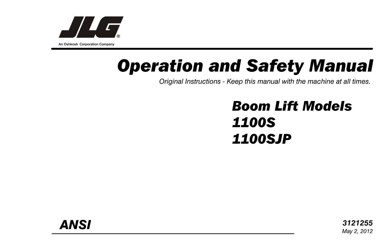 JLG 1100S 1100SJP Boom Lift Maintenance Operation Operators Manual