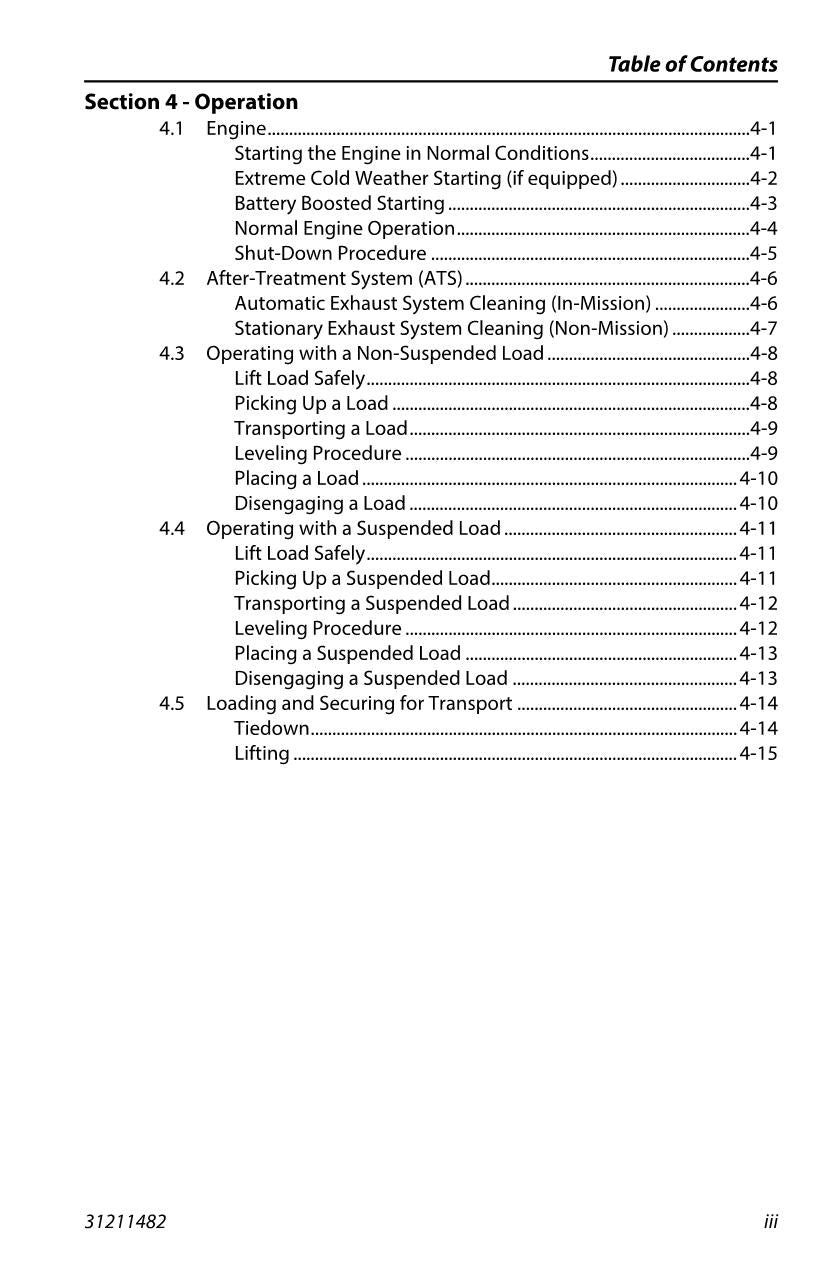 JLG 1075 Telehandler Maintenance Operation Operators Manual 31211482