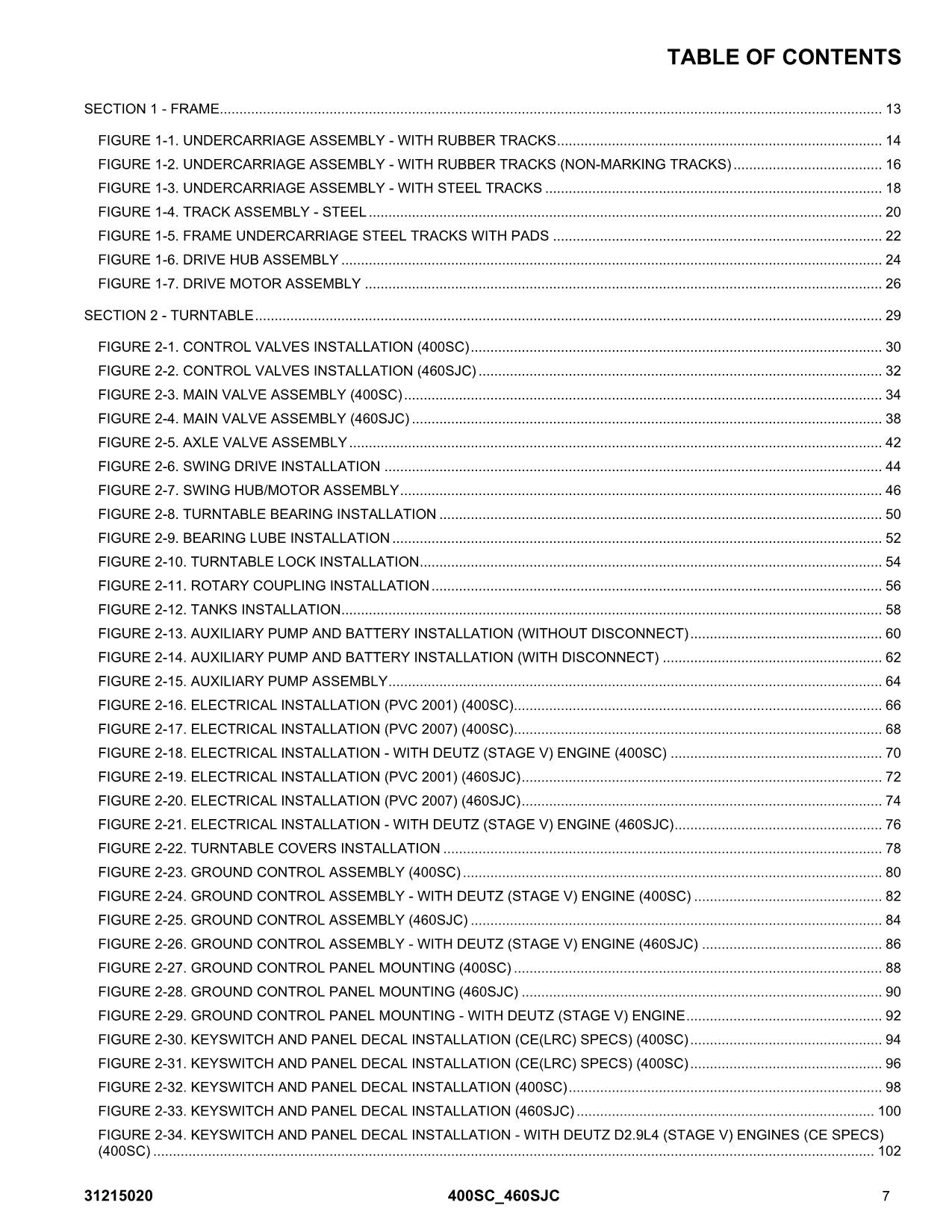 JLG 400SC 460SJC Boom Lift Parts Catalog Manual 31215020