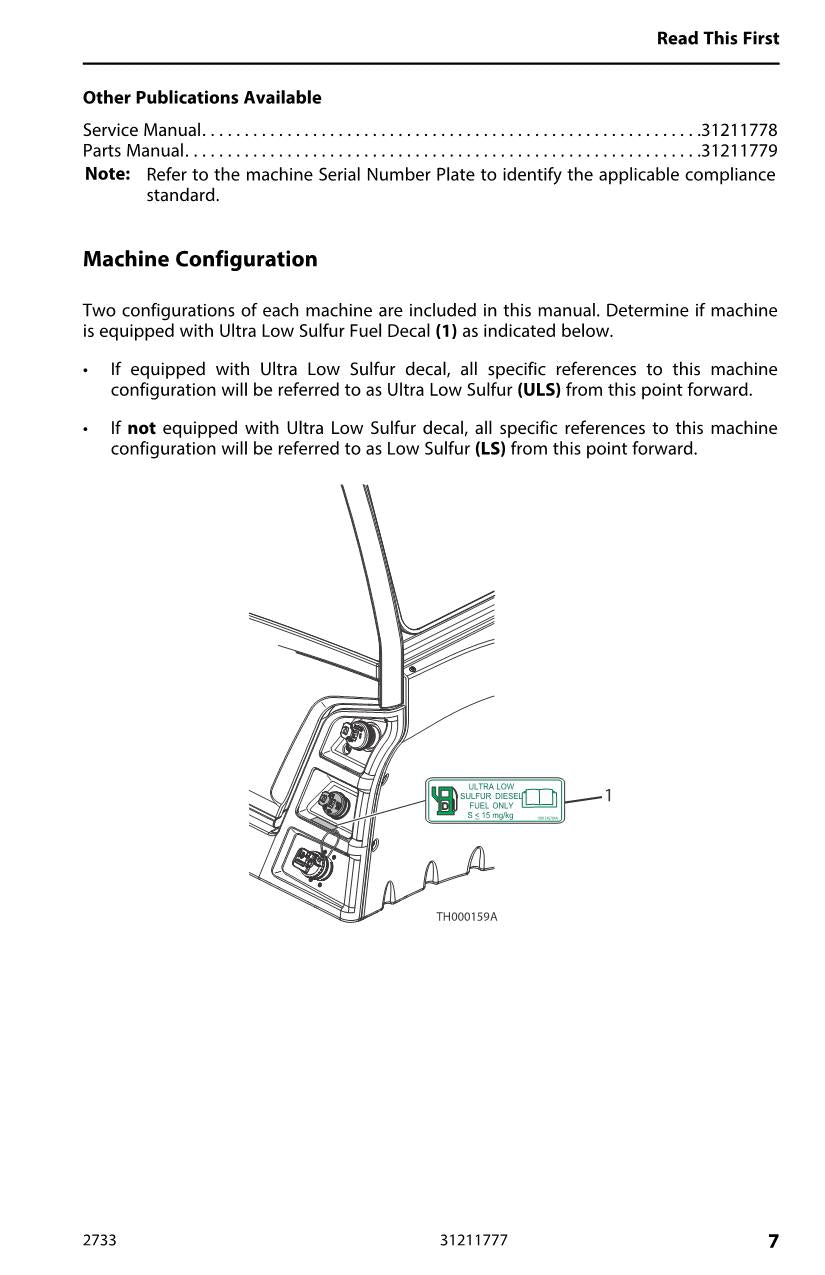 JLG 2733 Telehandler Maintenance Operation Operators Manual