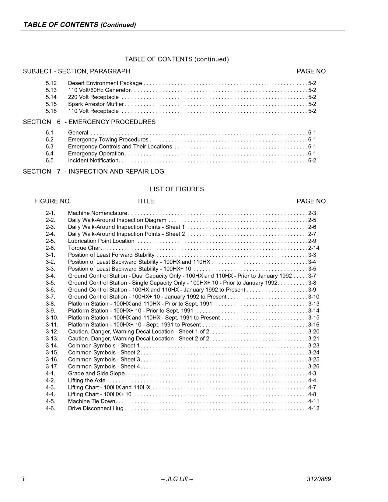 JLG 100HX 100HX+10 110HX Boom Lift Maintenance Operators Manual 3120889