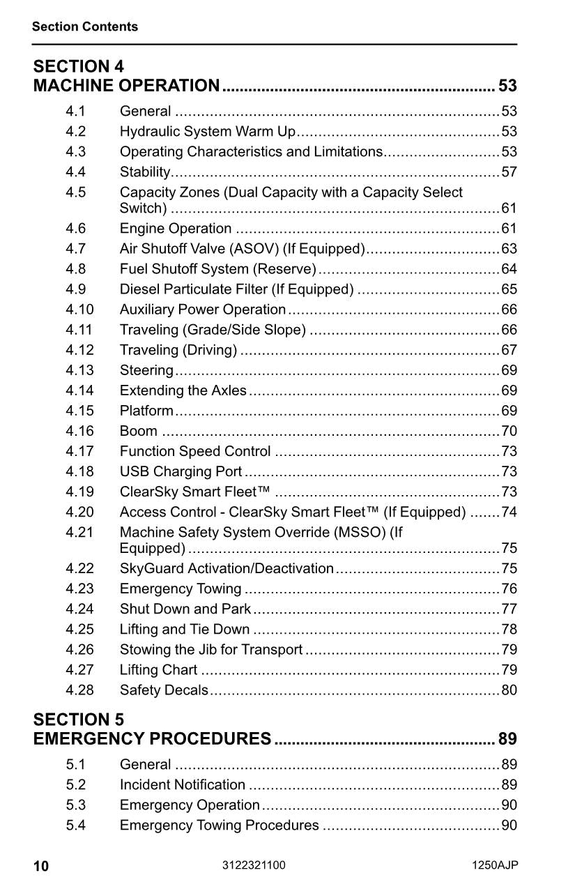 JLG 1250AJP Boom Lift Maintenance Operation Operators Manual 3122321100