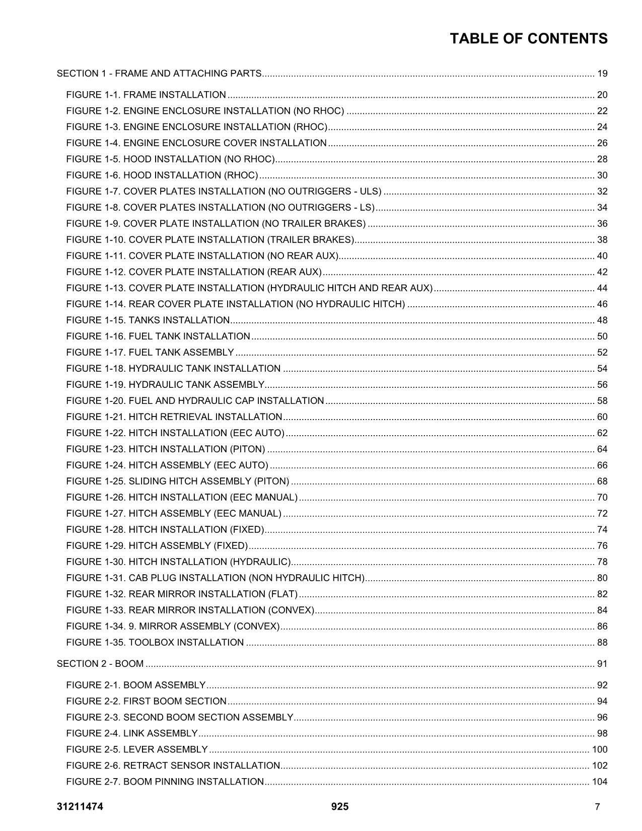 JLG 925 Telehandler Parts Catalog Manual 31211474