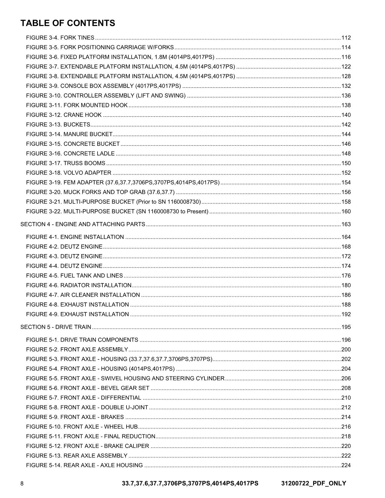 JLG 33.7 37.6 37.7 3706PS 3707PS 4014PS 4017PS Telehandler Parts Catalog Manual