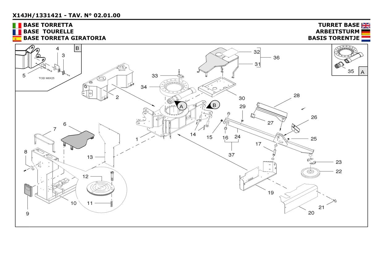 JLG X14JH Compact Crawler Boom Parts Catalog Manual 31219116 Multi language