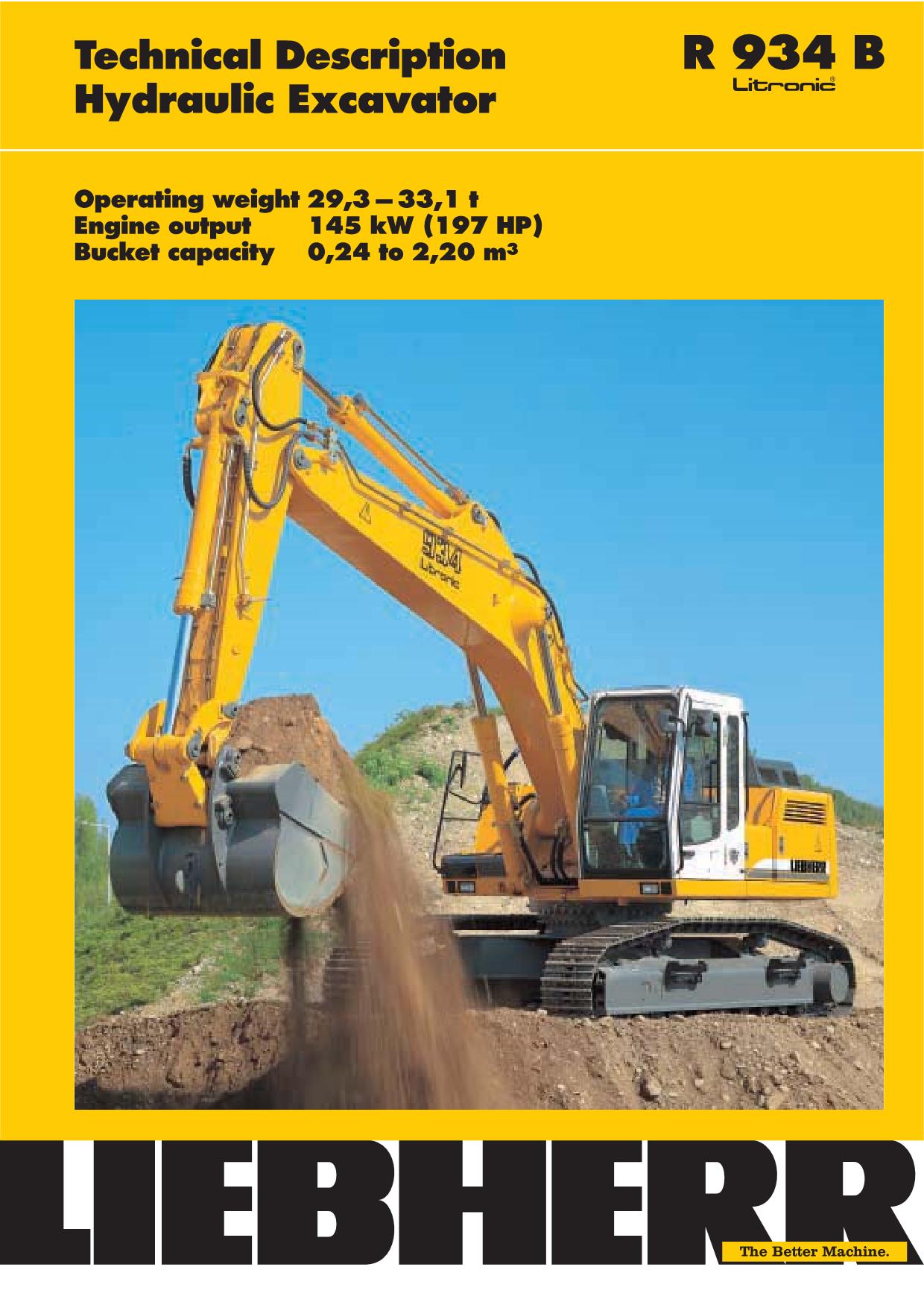 Liebherr R934 B Litronic Excavator Operators manual serial 14611