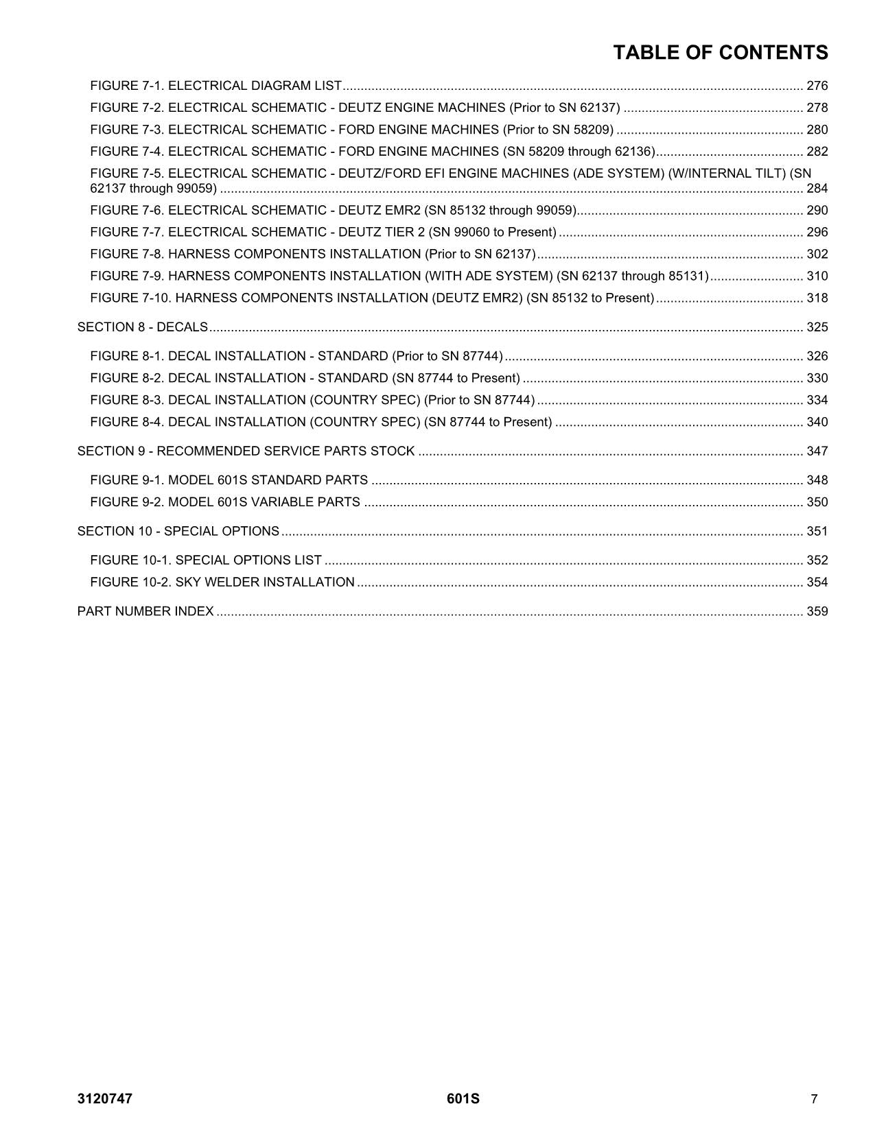 JLG 601S Boom Lift Parts Catalog Manual 3120747