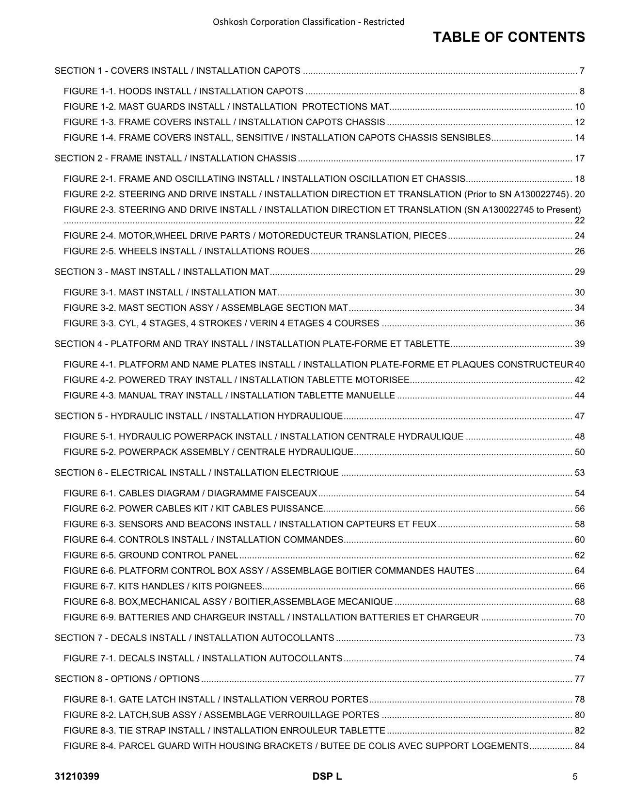 JLG DSP L Vertical Mast Parts Catalog Manual Multi language