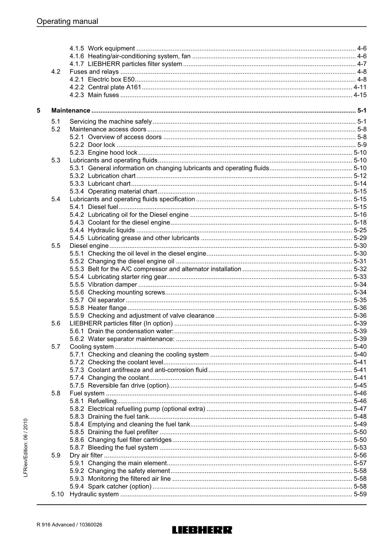 Liebherr R916 Advanced Excavator Operators manual serial 27680