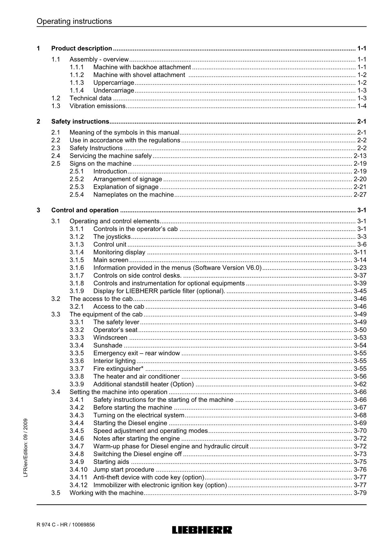 Liebherr R974 C - HR Excavator Operators manual