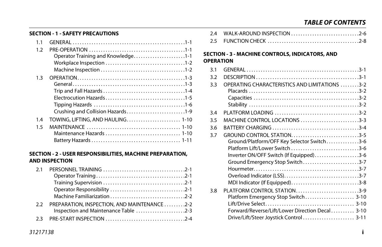 JLG R1532i R1932 R1932i Boom Lift Maintenance Operation Operators Manual