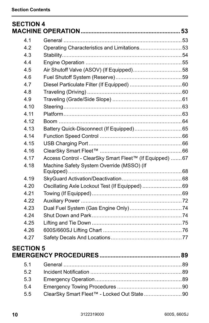 JLG 600S 660SJ Boom Lift Maintenance Operation Operators Manual 3122319000