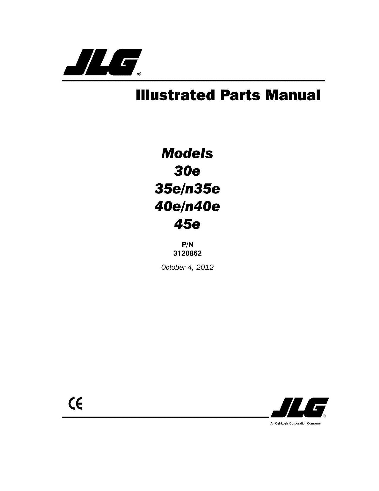 JLG 30e 35e 40e 45e n35e n40e Boom Lift Parts Catalog Manual CE