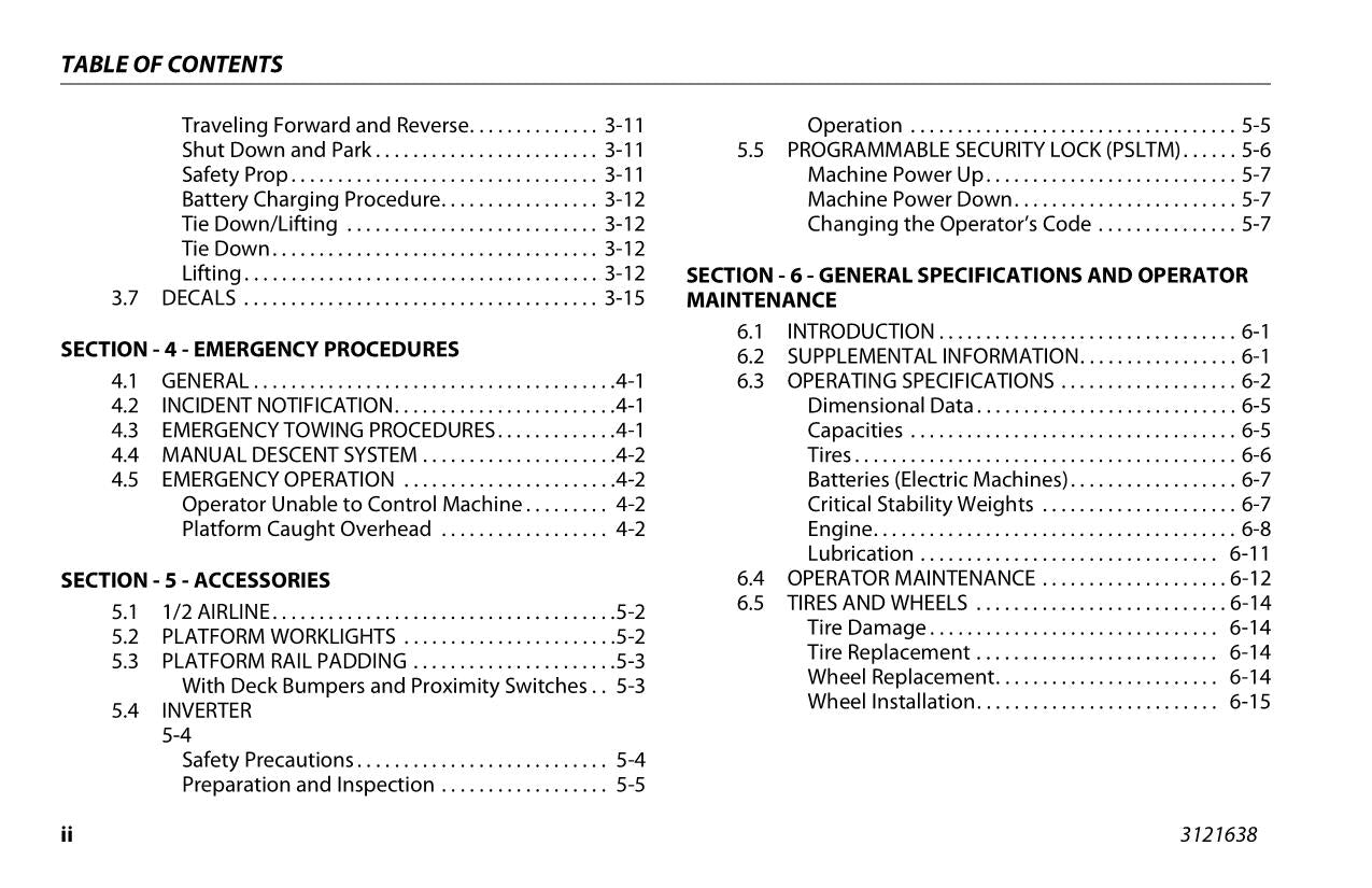 JLG 3369LE 4069LE M3369 M4069 Scissor Lift Operators Manual 3121638